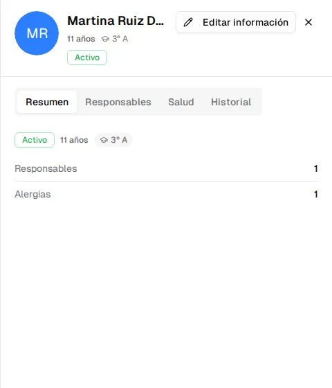A beneficiary's profile, Summary tab