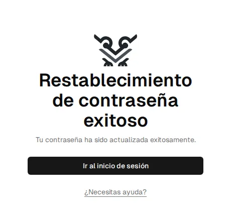 Confirmation "Your password has been updated successfully." with the Go to Login button