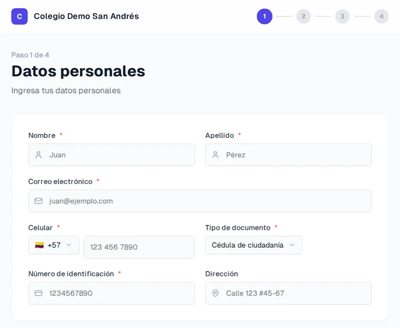 First step of the online sign-up: Personal details
